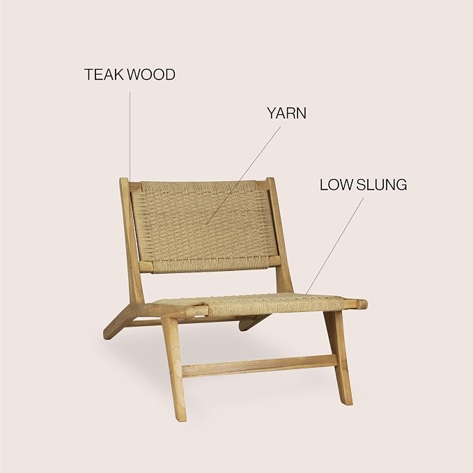 JONATHAN Y Parker 23.6" x 36.2" Solid Teak Wood Woven Yarn Accent Bohemian - Image 4