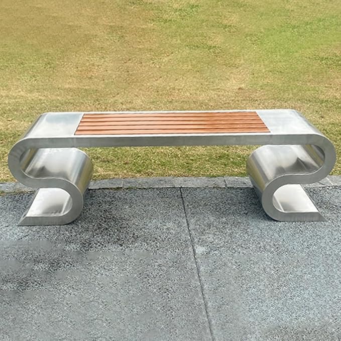 LITFAD Outdoor Indoor Bench Stainless Steel Metal Park Bench - Image 3