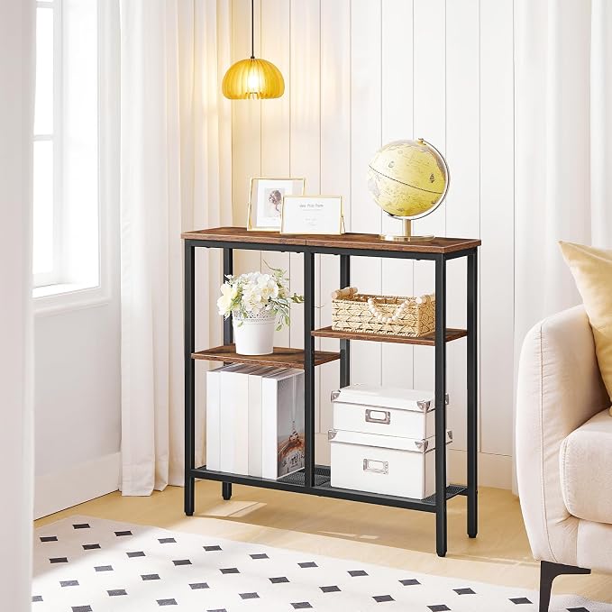 HOOBRO Narrow Console Table, Sofa Table, 4-Tier Industrial Entryway Table - Image 4