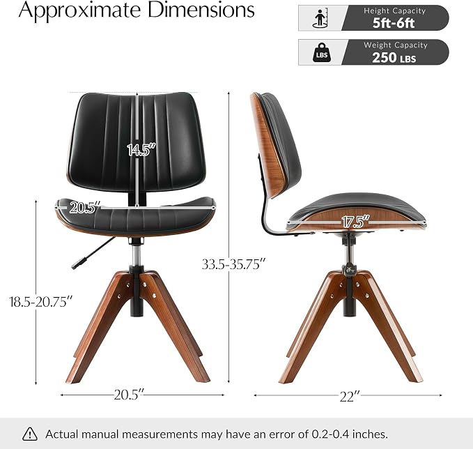 HULALA HOME Faux Leather Home Office Chair - Image 2