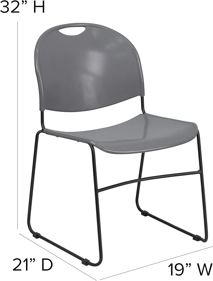 Flash Furniture 4 Pack HERCULES Series 880 lb. Capacity Gray Ultra-Compact - Image 3