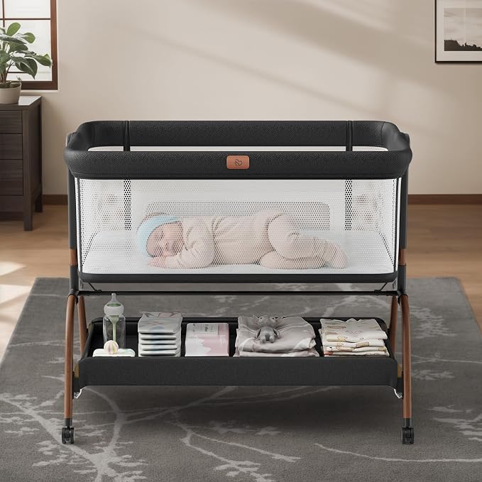 Baby Bassinet Bedside Crib, 3-in-1 Baby Bassinet Bedside Sleeper by BabyBond
