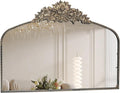 Arch Antique Black Mirror, 40x30inch Baroque Style Vintage Mirror, Metal Frame by IPOUF