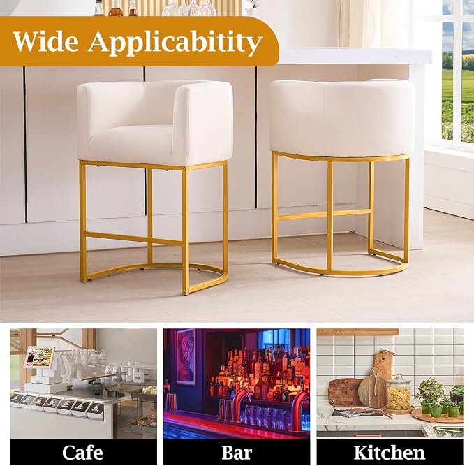 ClinQ 26" H Counter Height Bar Stools Set of 2, Modern Barrel Counter Stools - Image 5