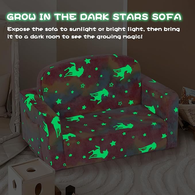 Foryoomi Extra Wide Kids Couch, Kids Sofa, Toddler Sofa, Glow in The Dark - Image 5
