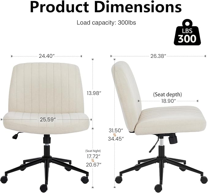 OLIXIS Criss Cross Chair with Wheels Wide Cross Legged Office Desk Vanity Chair - Image 2