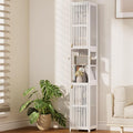 Amazer White Bathroom Storage Cabinet 70'', Bamboo Slim Storage Cabinet by Amazer