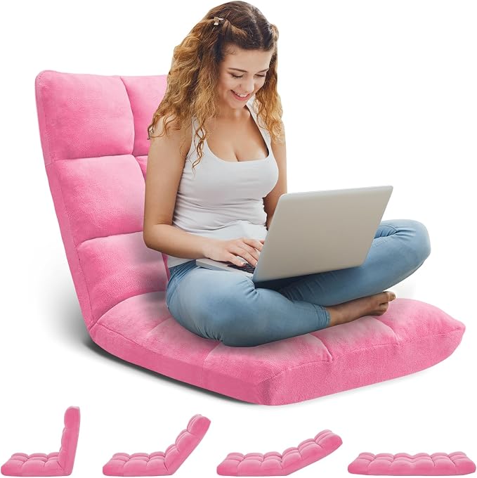 Folding Floor Gaming Chair 14-Poistion Cushioned Adjustable Floor Lazy Sofa - Image 4
