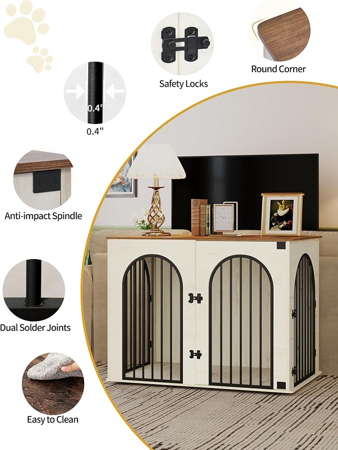 Hzuaneri 44.1" Wooden Dog Crate Furniture, Indoor Dog Kennel Dogs Cage - Image 5