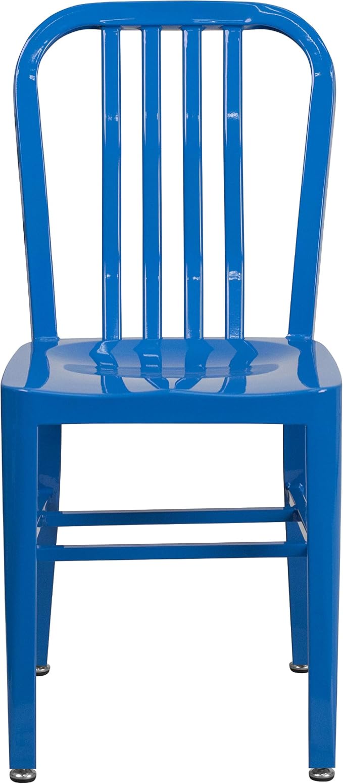 Flash Furniture Gael Commercial Grade 2 Pack Blue Metal Indoor-Outdoor Chair - Image 10