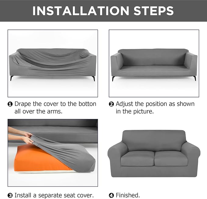 HunnmingRe Sofa Covers for 3 Cushion Couch Stretch Sofa and Loveseat Covers Set - Image 3