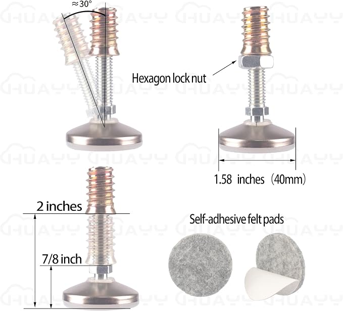 HUAYY Furniture Levelers Swivel Feet, Angle Height Adjustable, Heavy Duty - Image 2