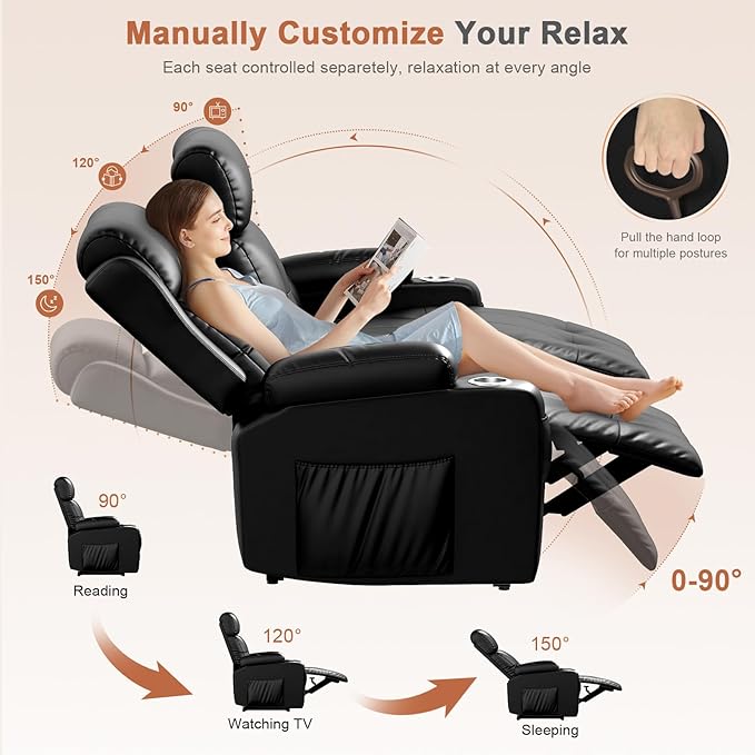 RV Loveseat Recliner Sofa, 3 Seater Massage Wall Hugger Reclining Couch - Image 5