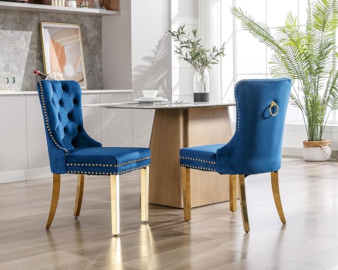KCC Velvet Dining Chairs Set of 4, Upholstered High-end Tufted Dining Chair - Image 9