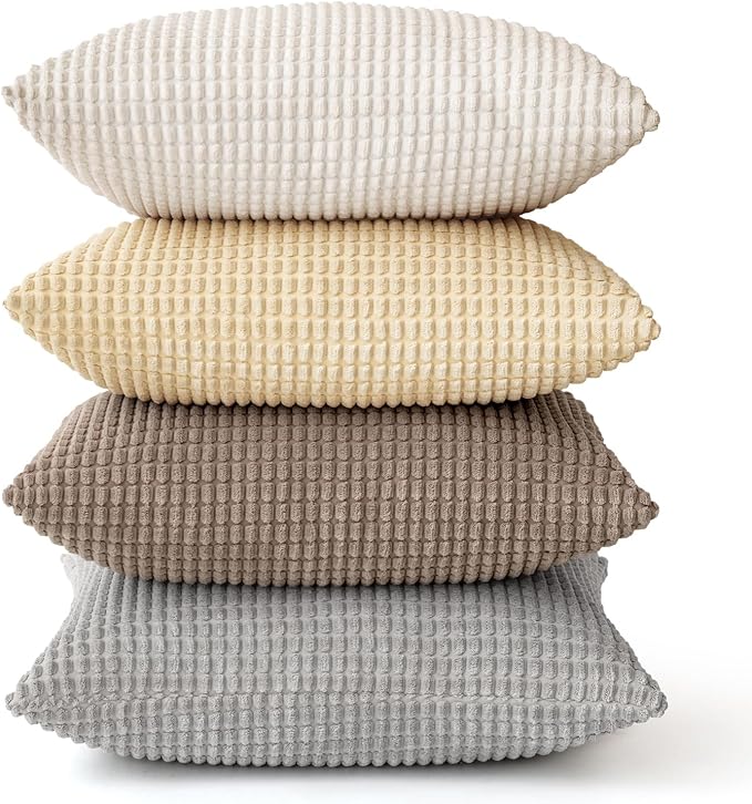MIULEE Neutral Harmony Decorative Pillow Covers 20x20 Inch Set of 4 Rustic - Image 6