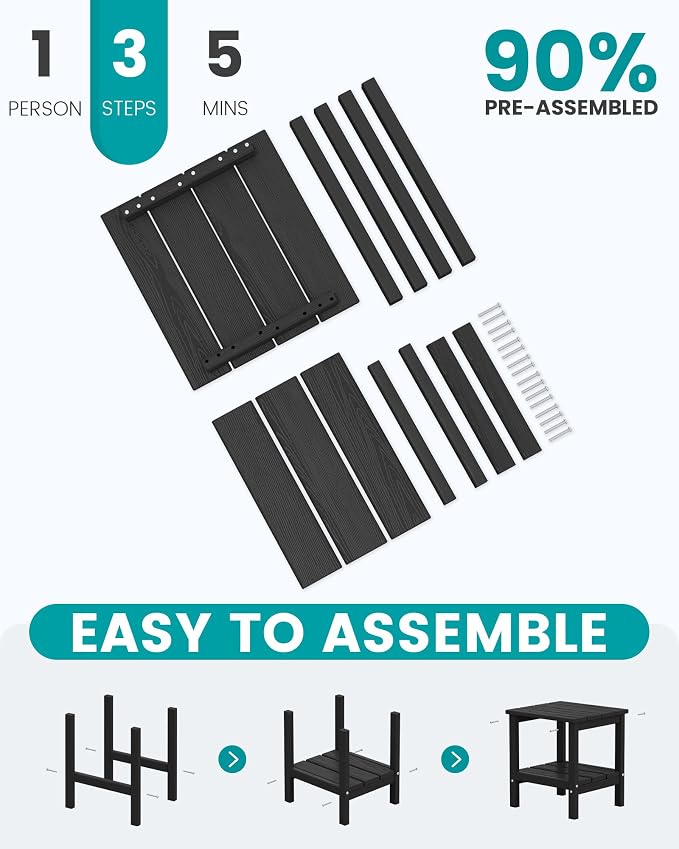 SERWALL 2-Tier HDPE Outdoor Side Tables Set of 4, Weatherproof Rectangular - Image 5