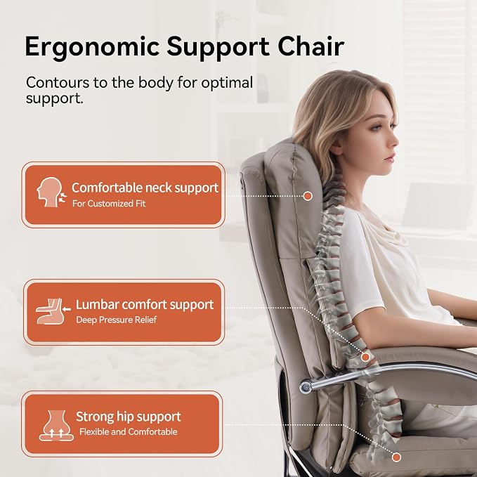 LEAGOO Office Chair with Foot Rest, Executive Reclining Office Chairs with Arms - Image 4