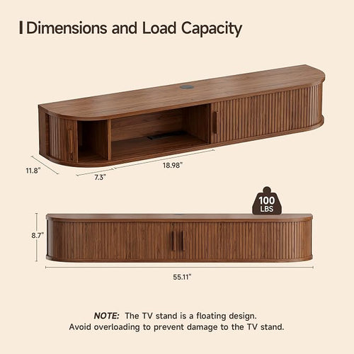 55" Floating TV Stand with Power Outlet - Image 2