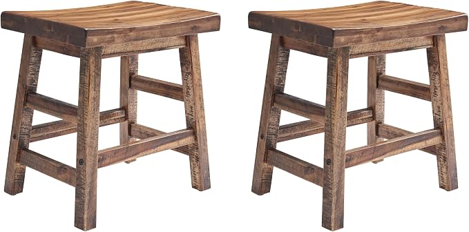 Alaterre Furniture Durango Set of 2 Industrial 20-Inch Wood Dining Stools – by AlaterreFurniture