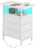 sthmec End Table with Charging Station, LED Side Tables with USB Ports and by Unknown
