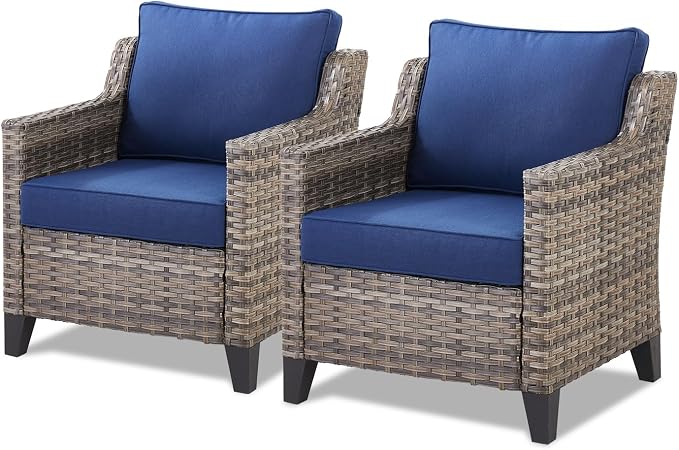 Patio Chairs Set of 2-All Weather Rattan Wicker Outdoor Chair - Image 9