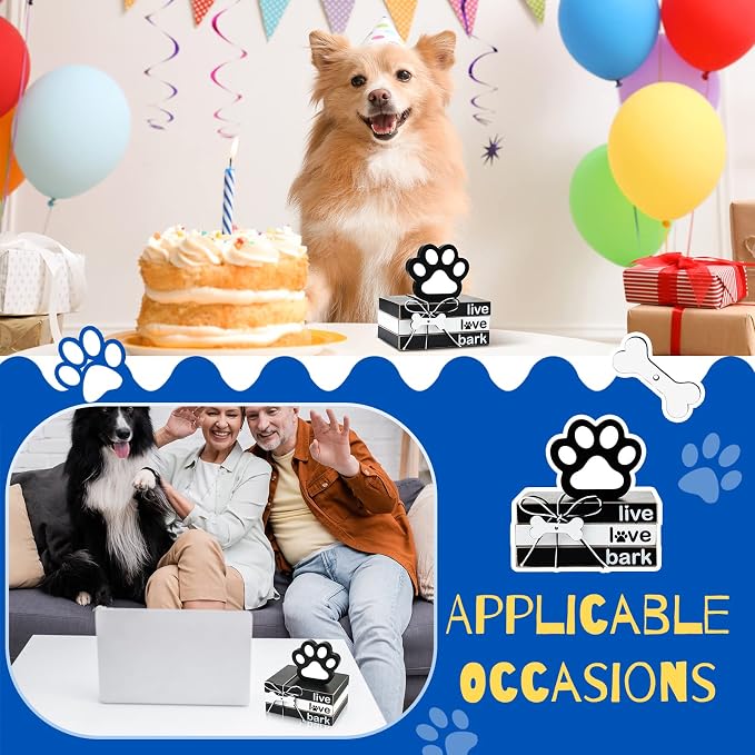Pinkunn 4 Pcs Dog Paw Tiered Tray Decor Paw Wooden Book Block - Image 5