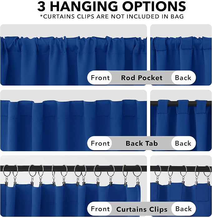 Deconovo Solid Rod Pocket Curtains Room Darkening Curtains Blackout Thermal - Image 2