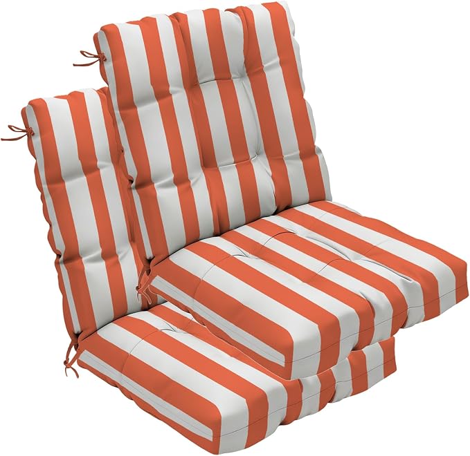 Outdoor Chair Cushions Set of 2, High Back Soft Seat Pad, Indoor Outside Use by zanwuhwyd
