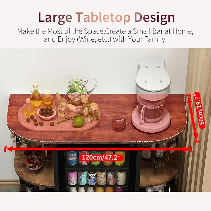 Mini Fridge Cabinet Stand with Power Outlet and Led Light, Coffee Bar Cabinet - Image 7