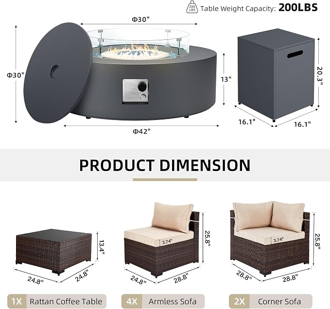 UPHA 9 Pieces Patio Furniture Sets, Wicker Outdoor Sectional Sofa Couch - Image 2