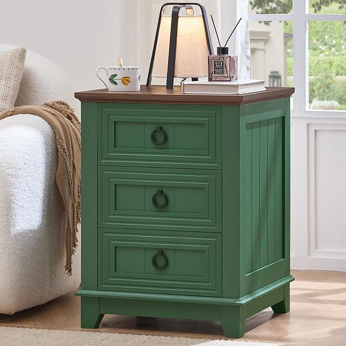 Joaxswe Farmhouse Night Stand, Sofa Bed Side Table Chest of Drawers, Wood by Joaxswe