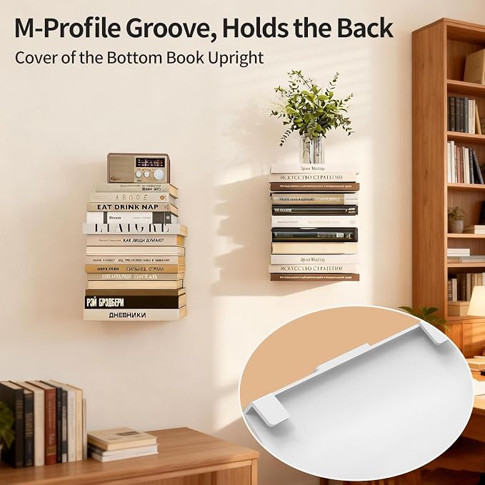 Invisible Floating Bookshelves 4 Tier, Heavy Duty Metal Book Organizer - Image 5