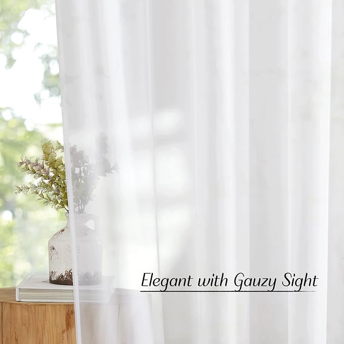 NICETOWN Voile White Sheer Curtains 84 inches Long - Image 5
