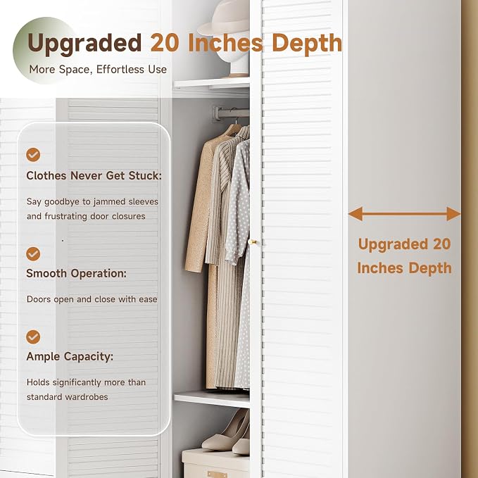 Letaya Armoire Wardrobe Closet, Hanging Rod Clothing Storage Cabinets - Image 4