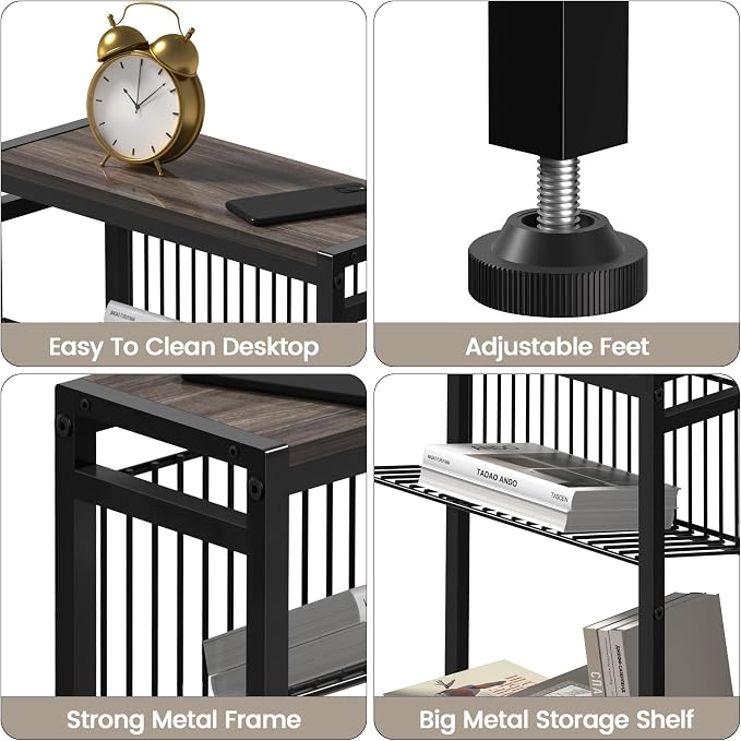 Small Side Table Set of 2 for Small Space, 3-Tier Narrow End Tablewith Magazine - Image 6