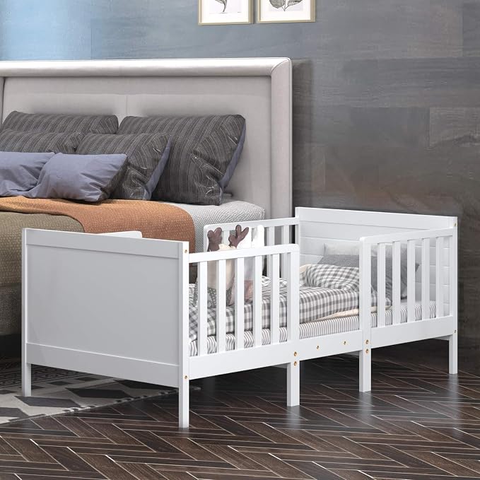 Costzon Toddler Bed Frame, 2 in 1 Convertible Wood Kids Bed w/Double Side - Image 7
