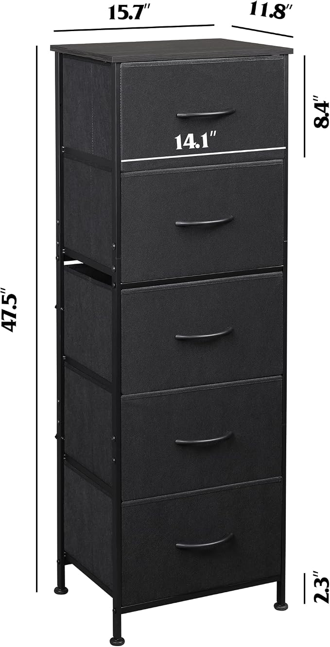 WLIVE Fabric Dresser, 5-Drawer Tall Dresser - Image 3