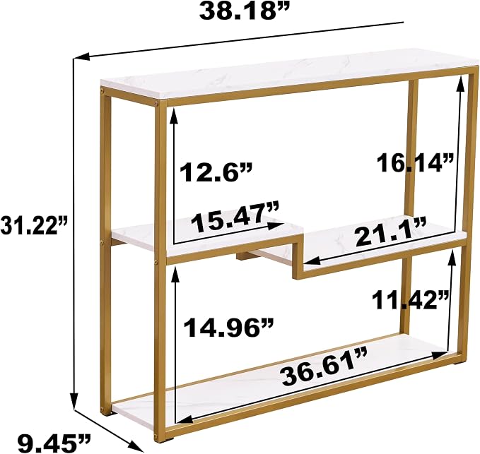 loglus Console Table for Entryway, Faux Marble MDF Sofa Table - Image 2