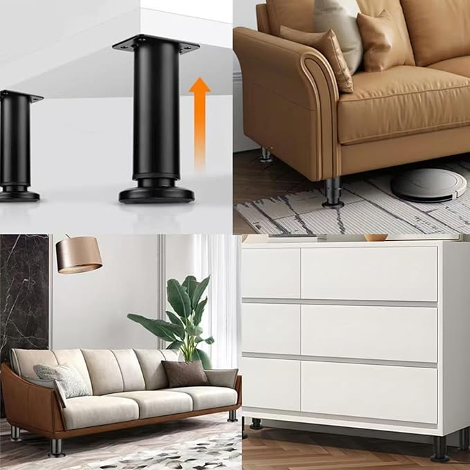 4PCS Adjustable 3.1-4.7 Inch Metal Furniture Legs Black Furniture Replacement - Image 6