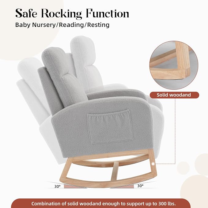 GAOMON Rocking Chair Glider for Nursery, Comfy Rocker Nursery - Image 5