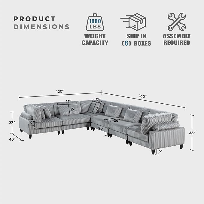 Lexicon 120 Inch Modular Sectional Sofa - Image 2