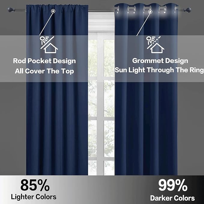 RYB HOME Blackout Curtains for Bedroom 84 inches Long 2 Panels Set, Privacy - Image 6
