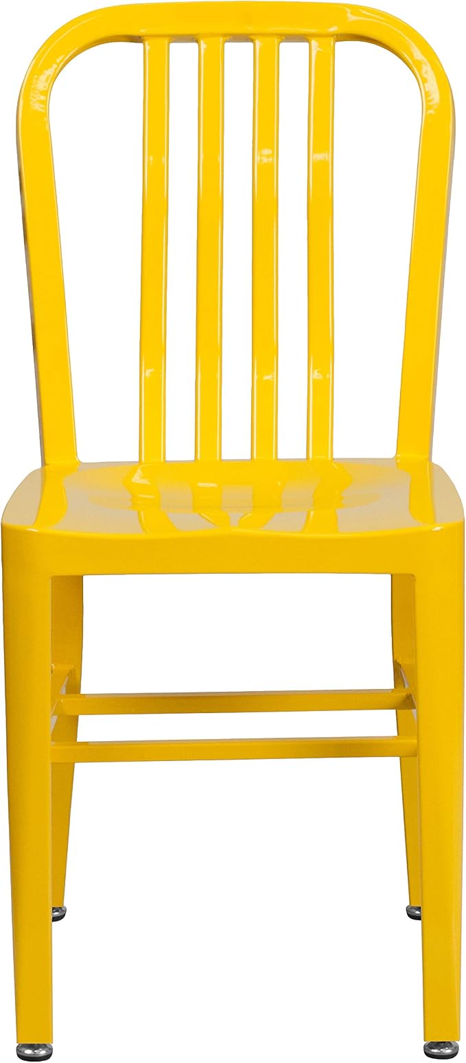 Flash Furniture Gael Commercial Grade 2 Pack Yellow Metal Indoor-Outdoor Chair - Image 5