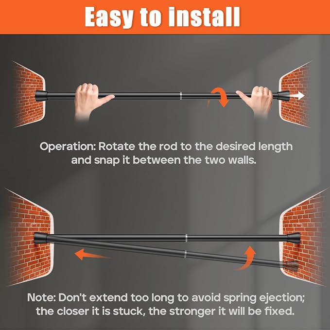 AIZESI Black 2pcs Spring Tension Rods 17 to 26 Inch, Small Curtain Rods No - Image 7