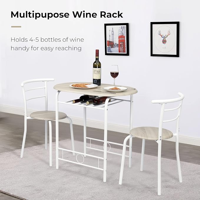 VINGLI 3 Piece Dining Set, Small Kitchen Table Set - Image 4