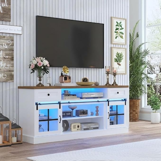 Garvee Farmhouse TV Stand for 80" TVs, Media Console Table - Image 6