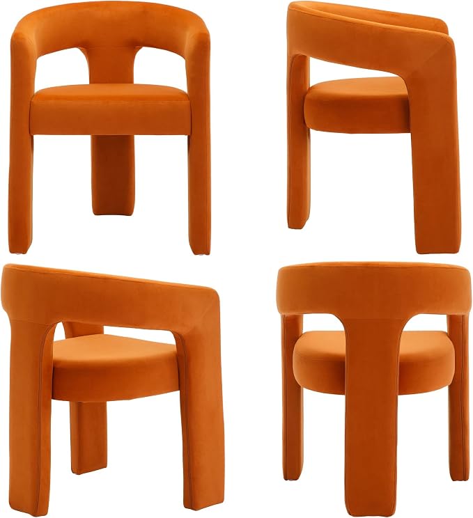 BESTANO Set of 3 Modern Velvet Fabric Upholstered Dining Chairs - Image 7