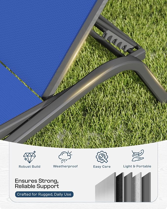 Patio Chaise Lounge Chairs Set of 6, All-Weather Aluminum Pool Loungers - Image 4