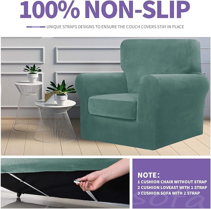 ZNSAYOTX Oversized Velvet Couch Cover 4 Piece Stretch Sofa Covers - Image 5