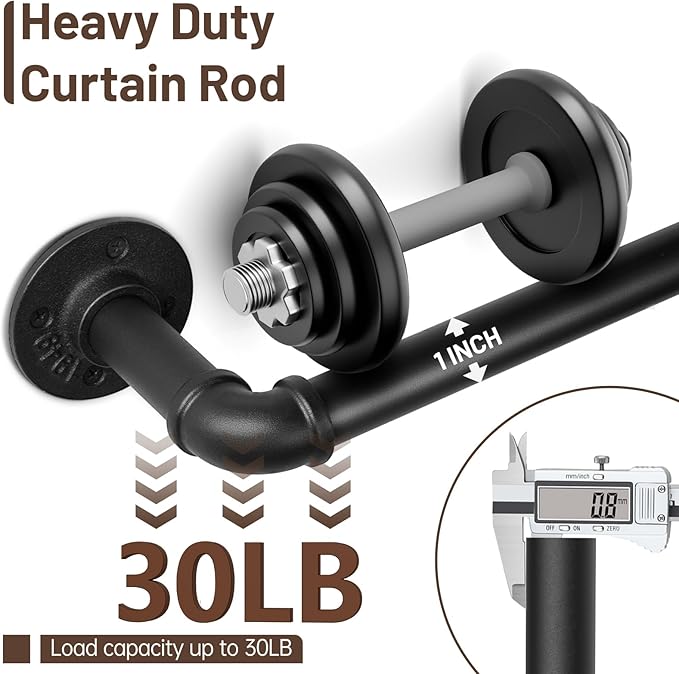 Zeerobee Curtain Rods for Windows 66 to 120, 1 Inch Industrial Wrap Around - Image 4